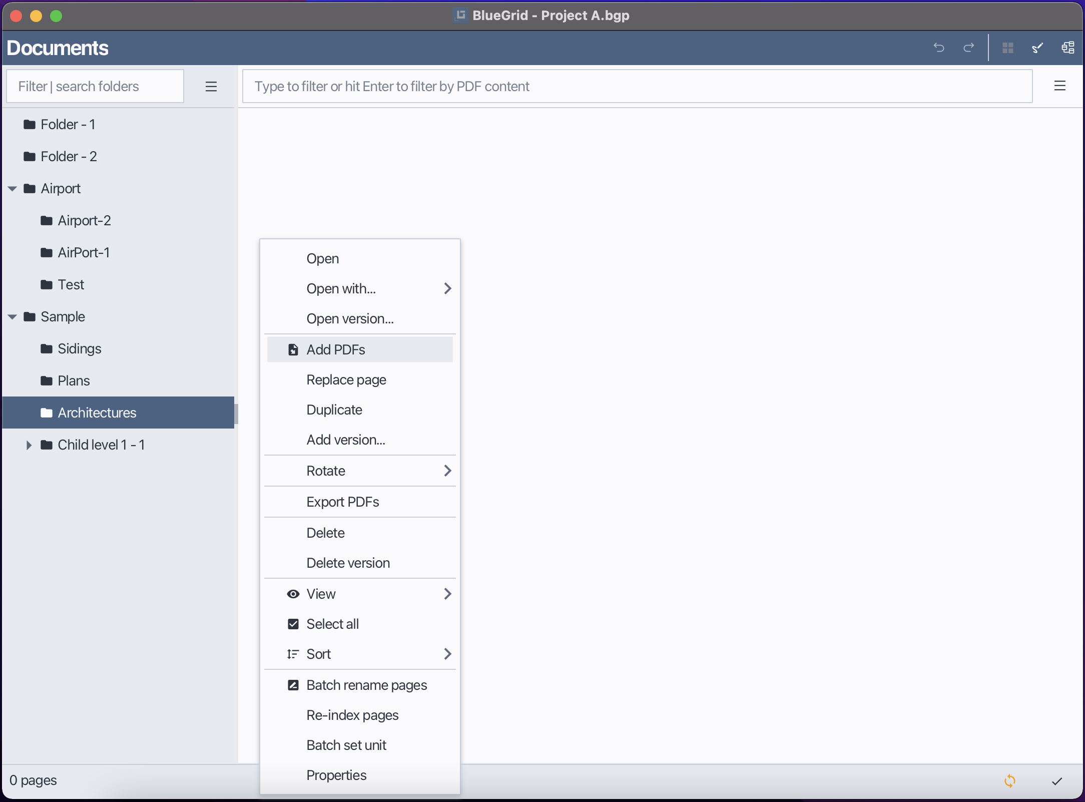 Add PDF pages to a folder