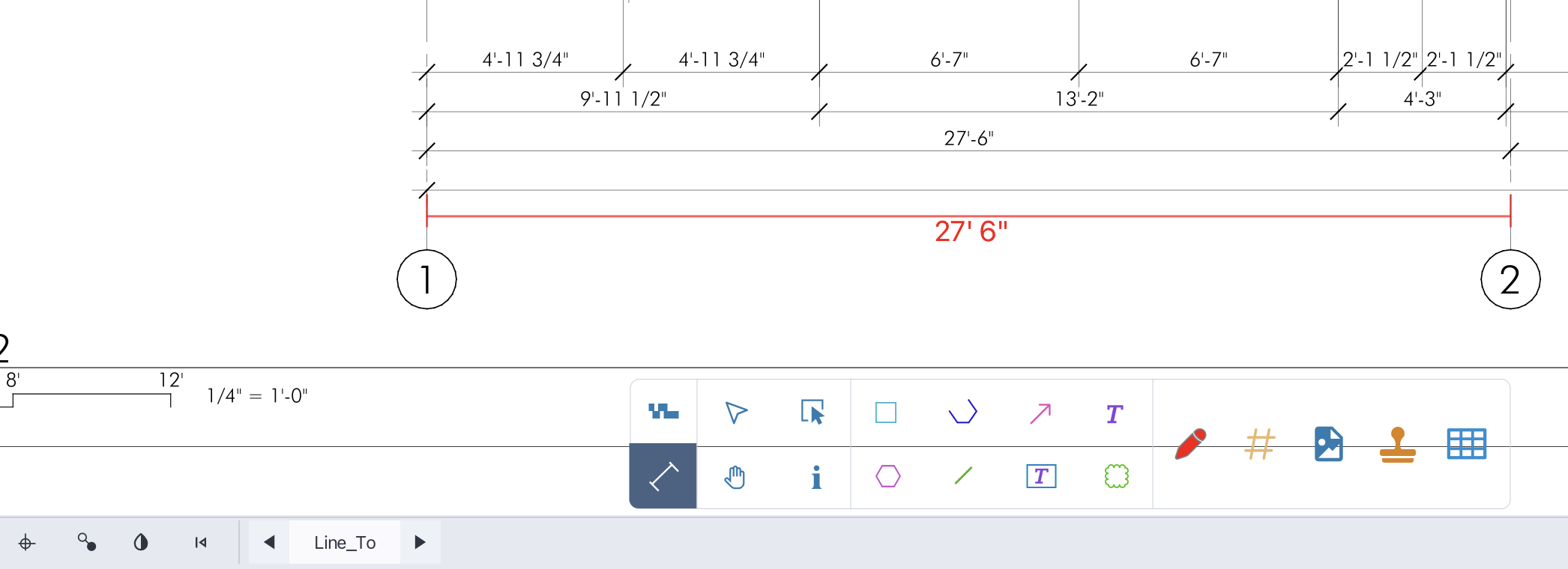 Measure distances with Dim Tool