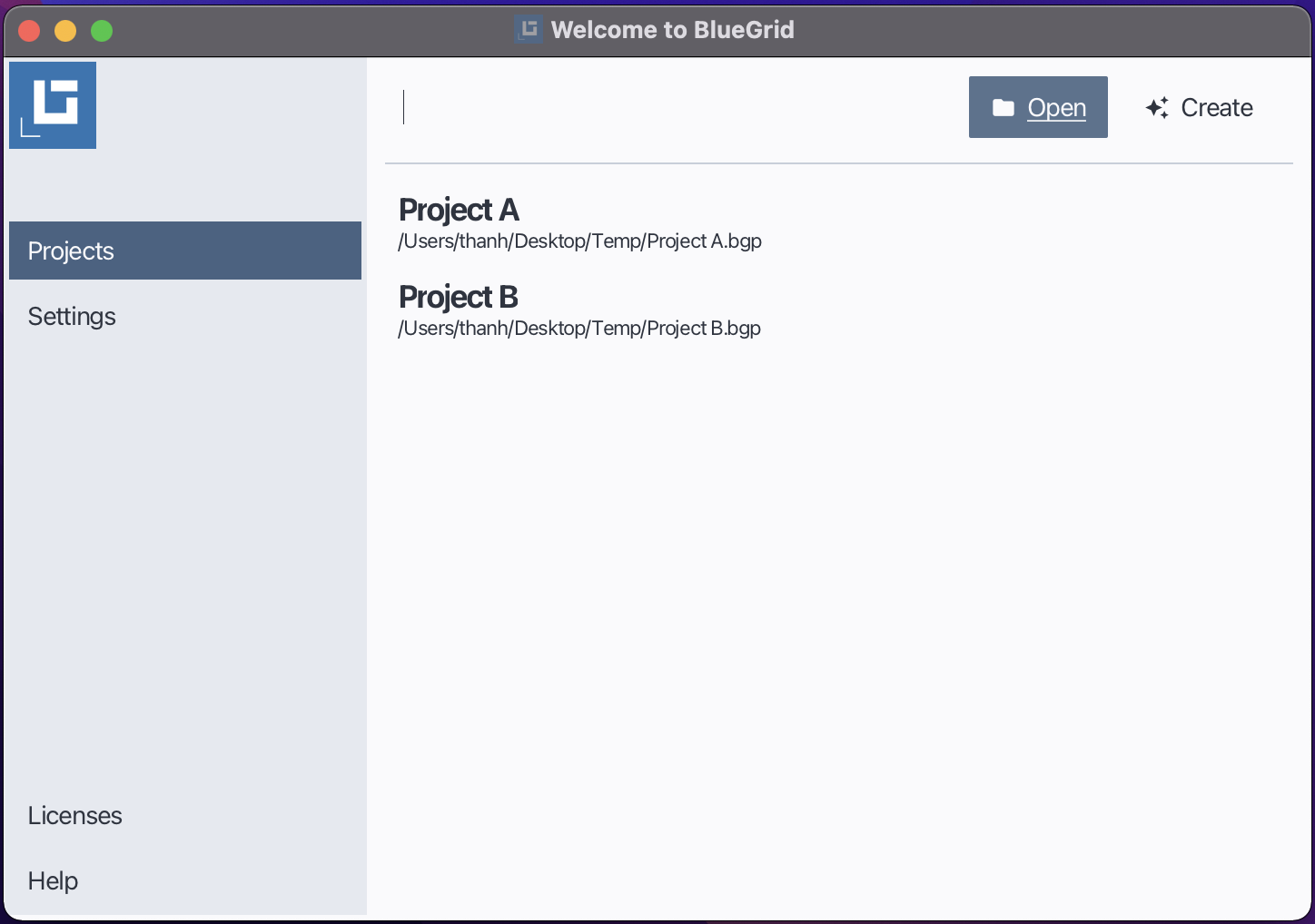 Open an existing project