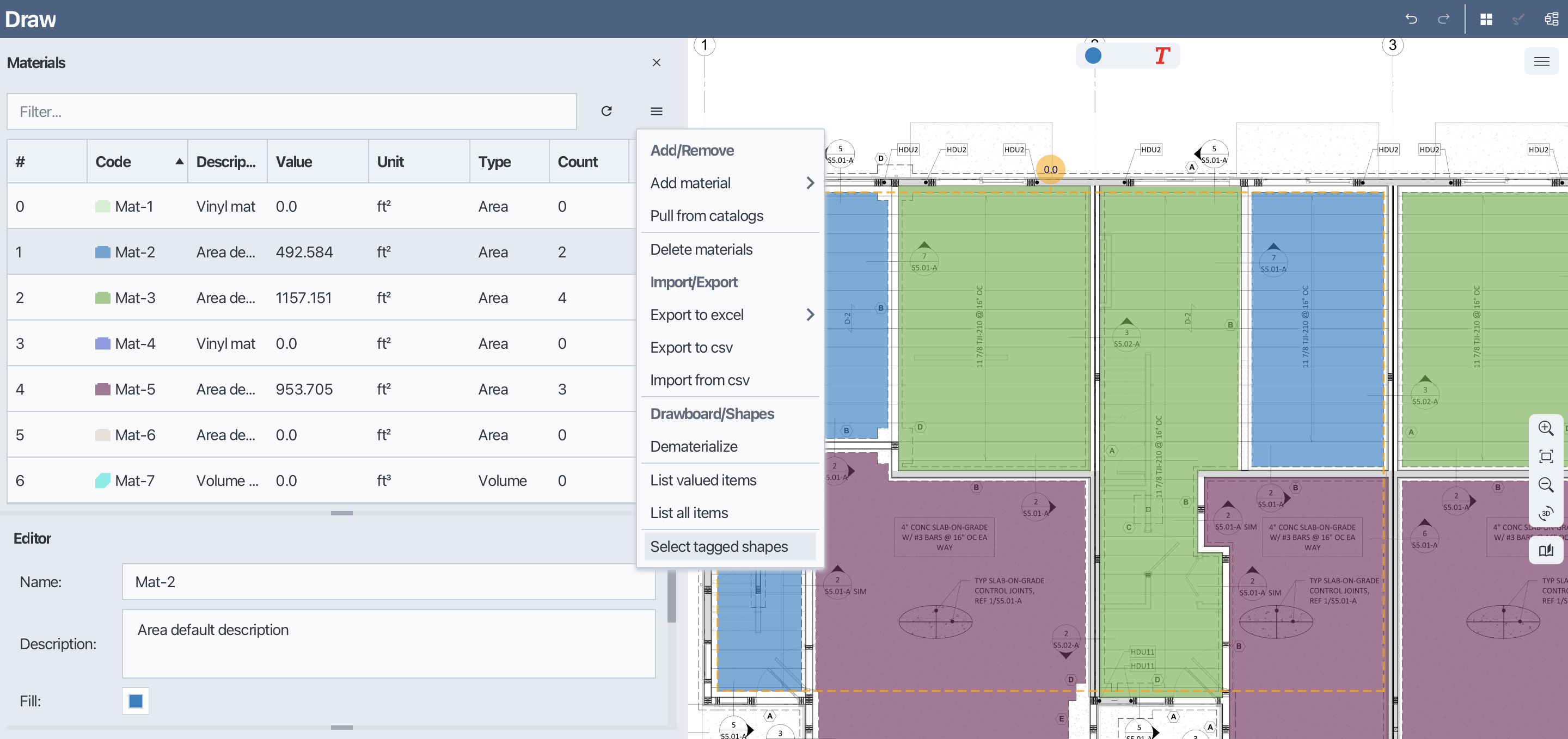 Select shapes by material